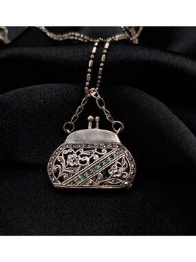 Rare Find Vintage 925 Sterling Silver Purse Locket Necklace